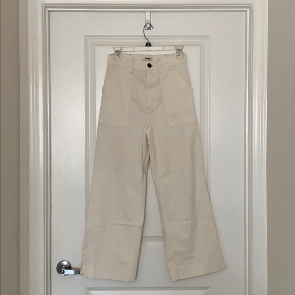 Wrangler Wide Leg Utility Crop Jean in Bone/Cream